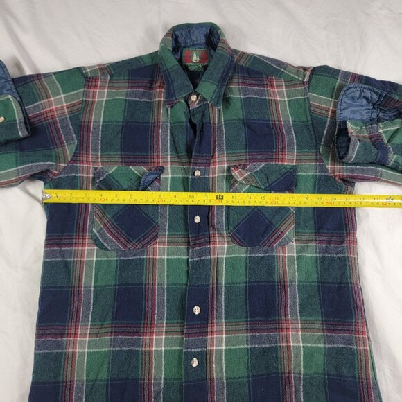 High Sierra By Mervyns Mens Medium Blue Green Flannel Shirt Winter Warm Casual - Picture 7 of 10